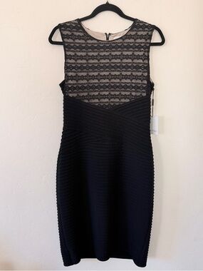 NWT Calvin Klein Black Lace-Top Sheath Dress Size 10